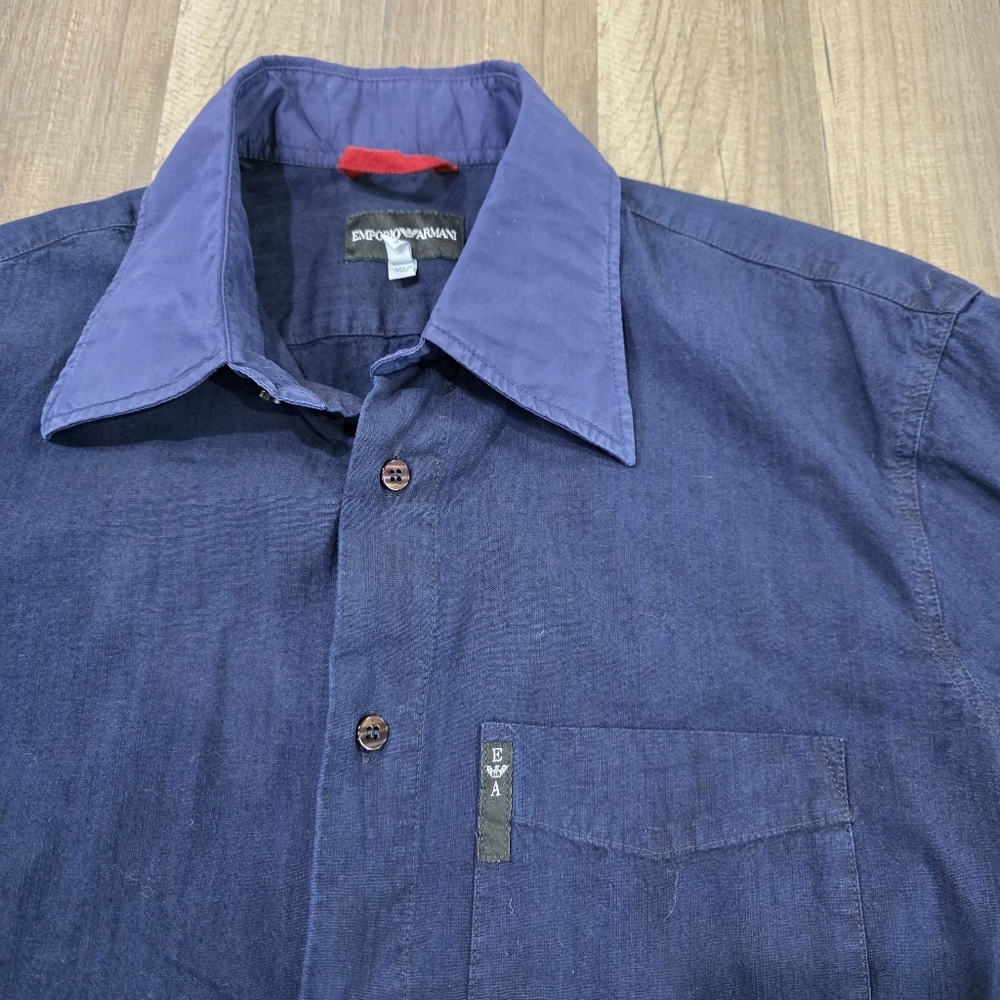 Emporio Armani 100% Cotton Button Up Long Sleeve Shirt. Contrasting Cuffs/Collar